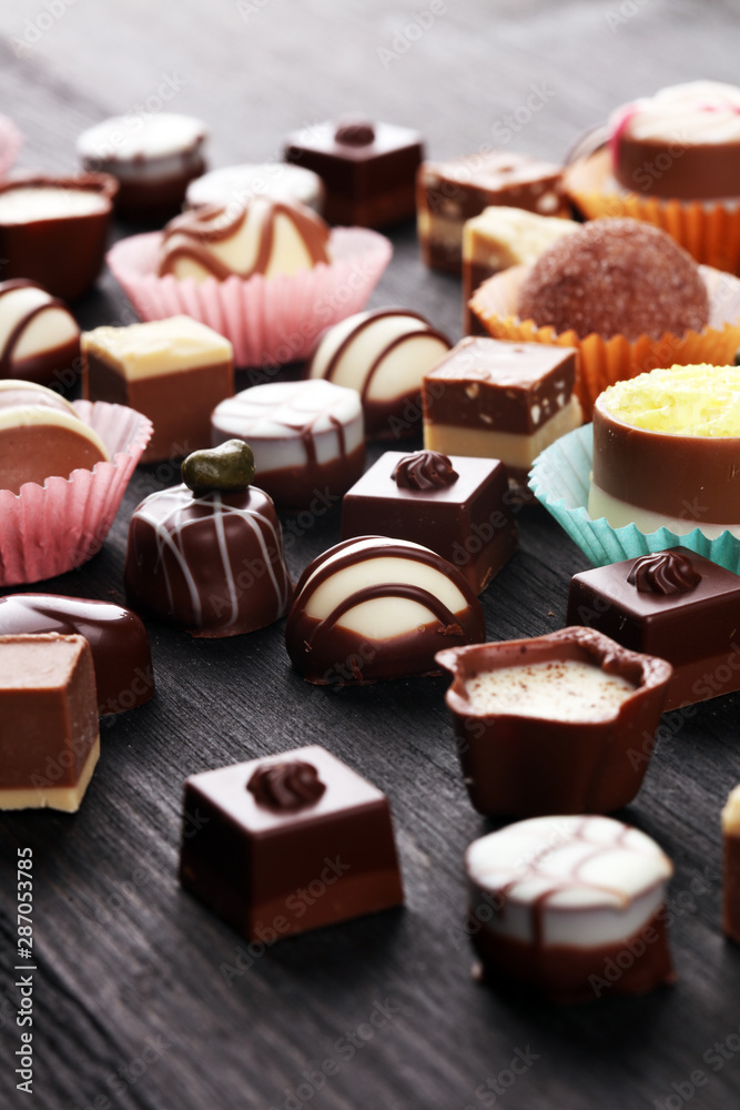 a lot of variety chocolate pralines, belgian confectionery gourmet chocolate. a lot of variety chocolate pralines, belgian confectionery gourmet chocolate.