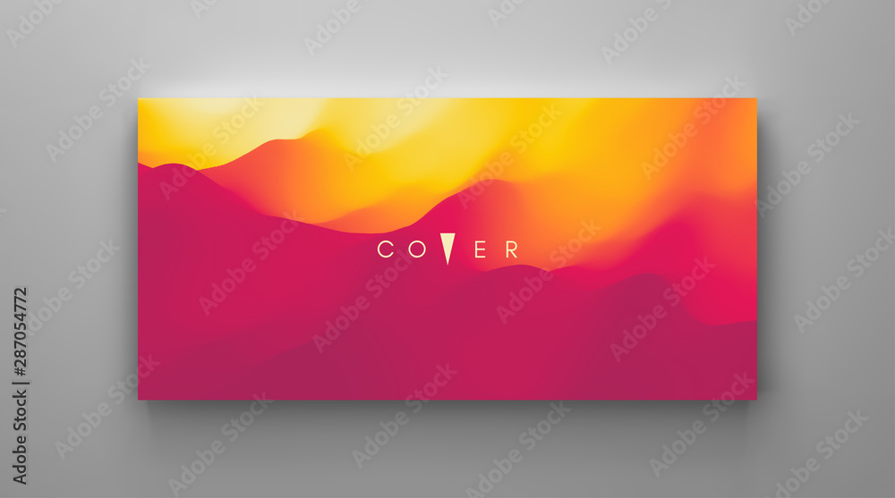 Naklejka premium Mountain landscape with a dawn. Sunset. Mountainous terrain. Hills silhouette. Abstract background. Vector illustration.