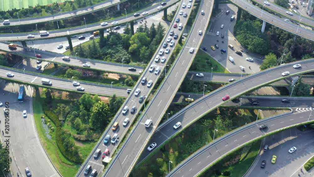 Aerial view of highway and overpass in city Aerial view of highway and overpass in city