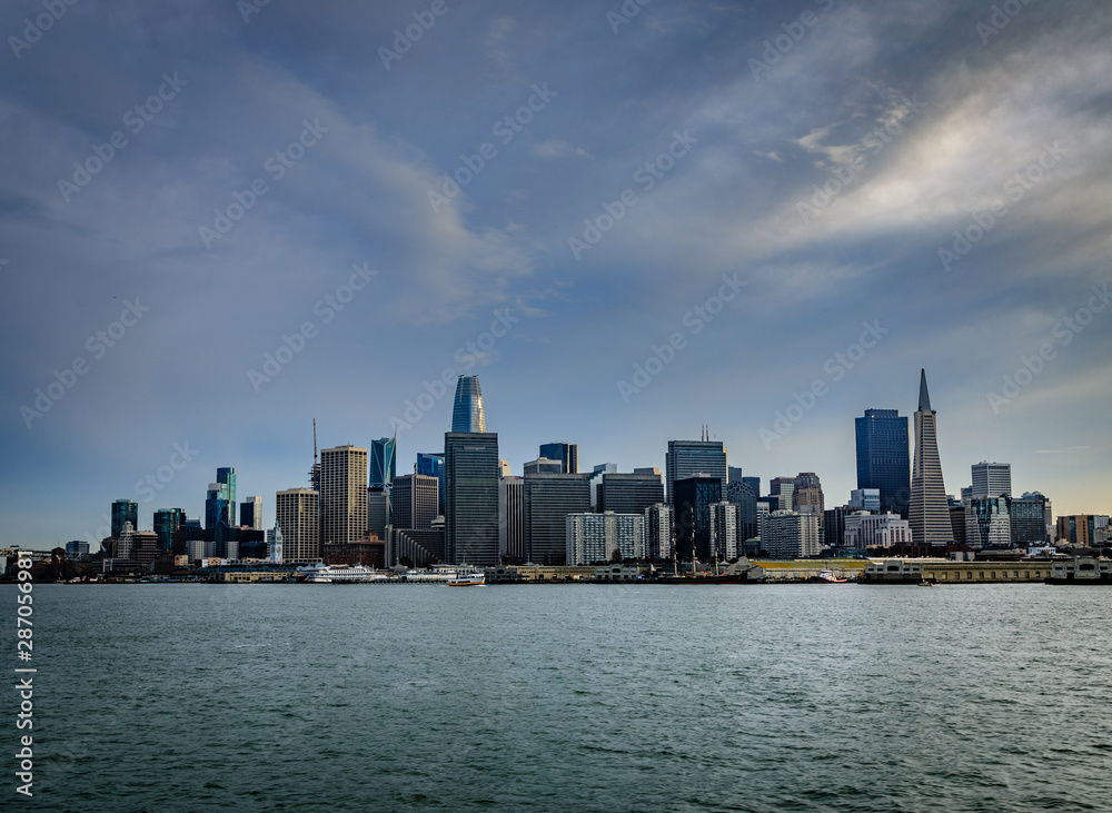 San Francisco skyline with light clouds