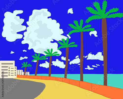 Seafront view on long embankment
