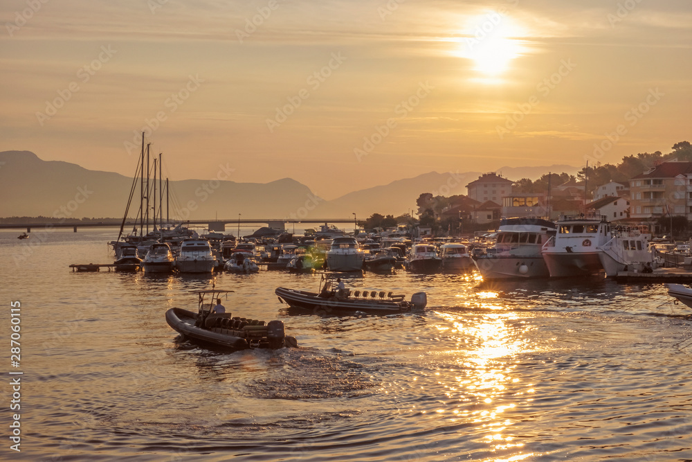 Port on Ciovo island, Croatia, sunrise time