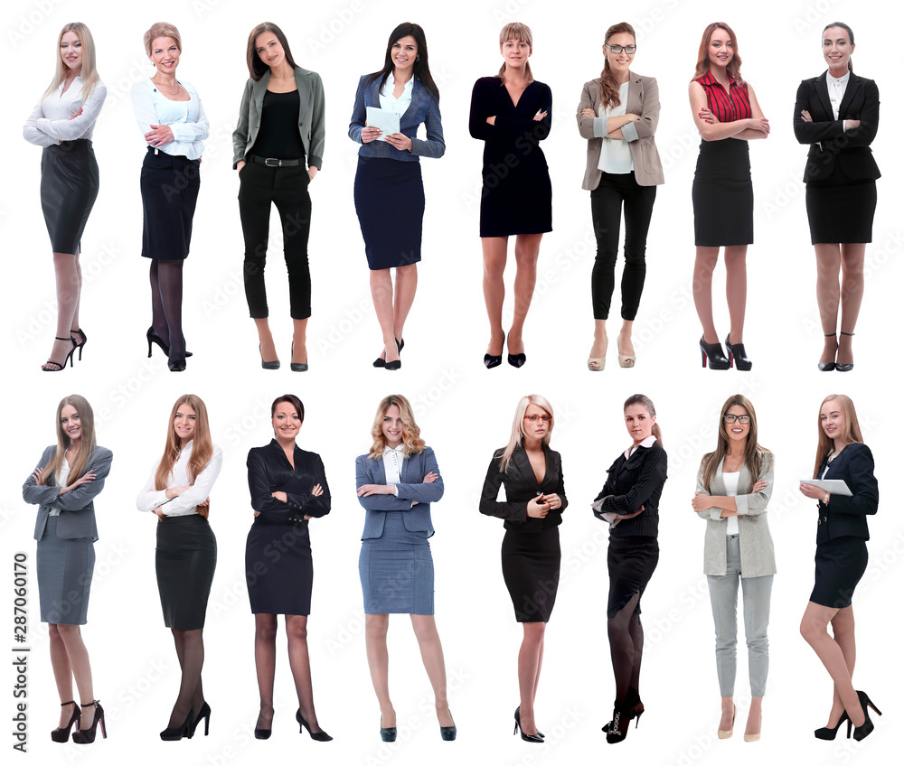 Obraz premium in full growth.collage of a group of successful young business women.