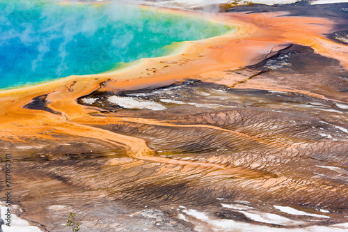 Tongues of the grand prismatic spring, Yellowstone National Park, Wyoming, USA 