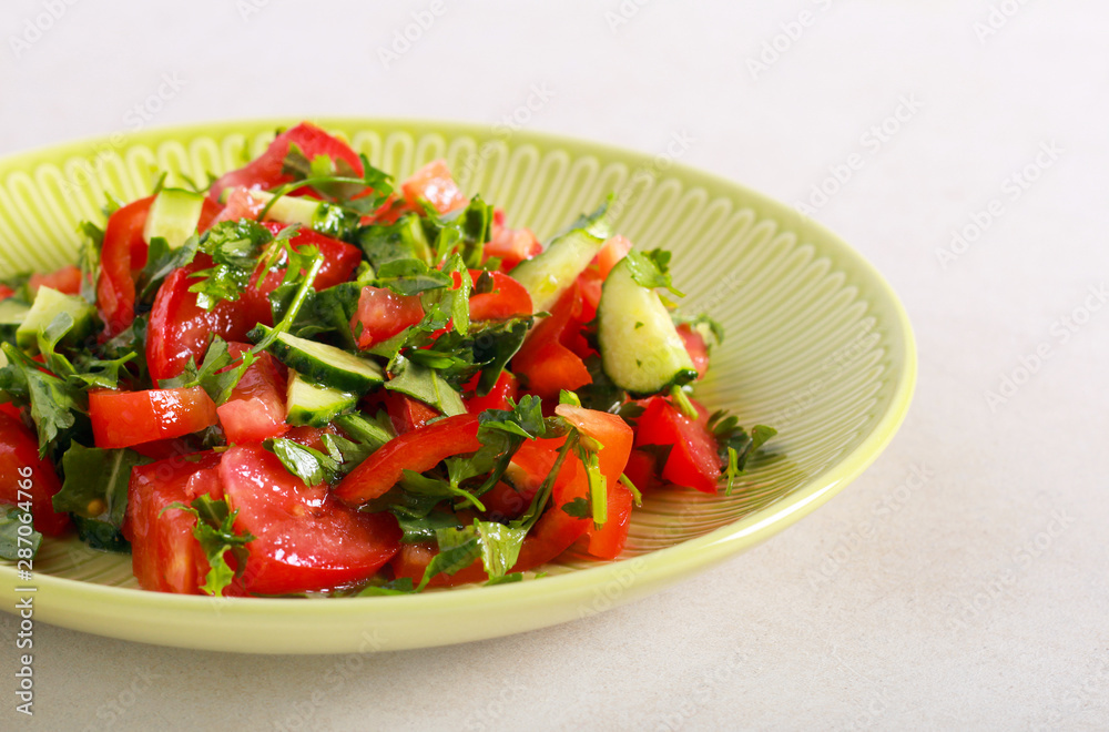 Fresh vegetables salad served