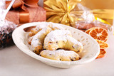 Christmas crescents cookies with berries and nuts