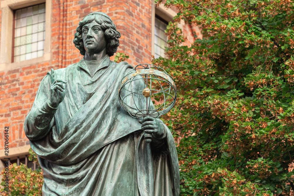 Historic monument of Nicolaus Copernicus in Torun in Poland.