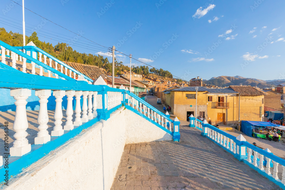 Sicuani Peru colored terraces in small square of Pampacucho