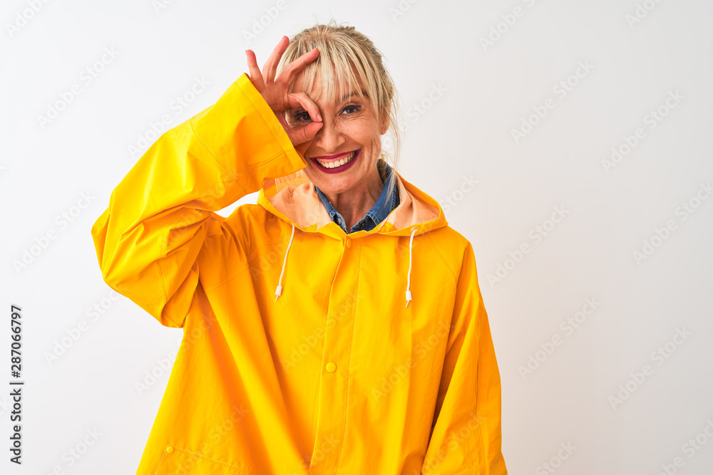 woman wearing yellow rain coat standing 