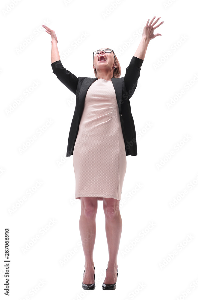 happy young business woman . isolated on white happy young business woman . isolated on white
