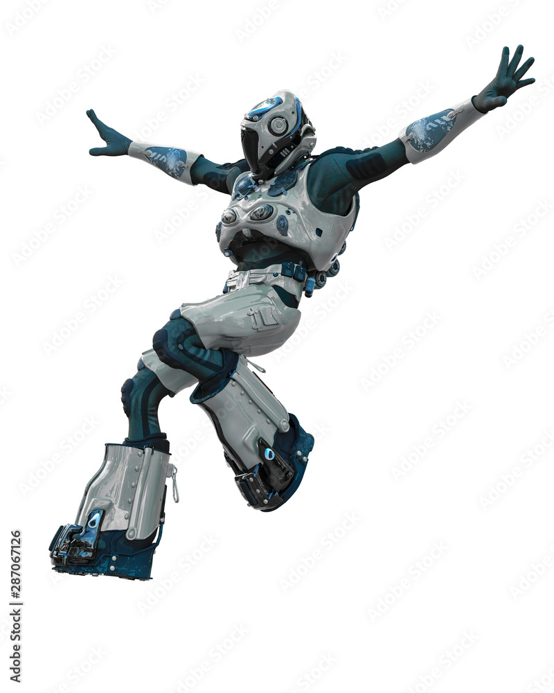 astronaut in gray exo suit exploring arround astronaut in gray exo suit exploring arround