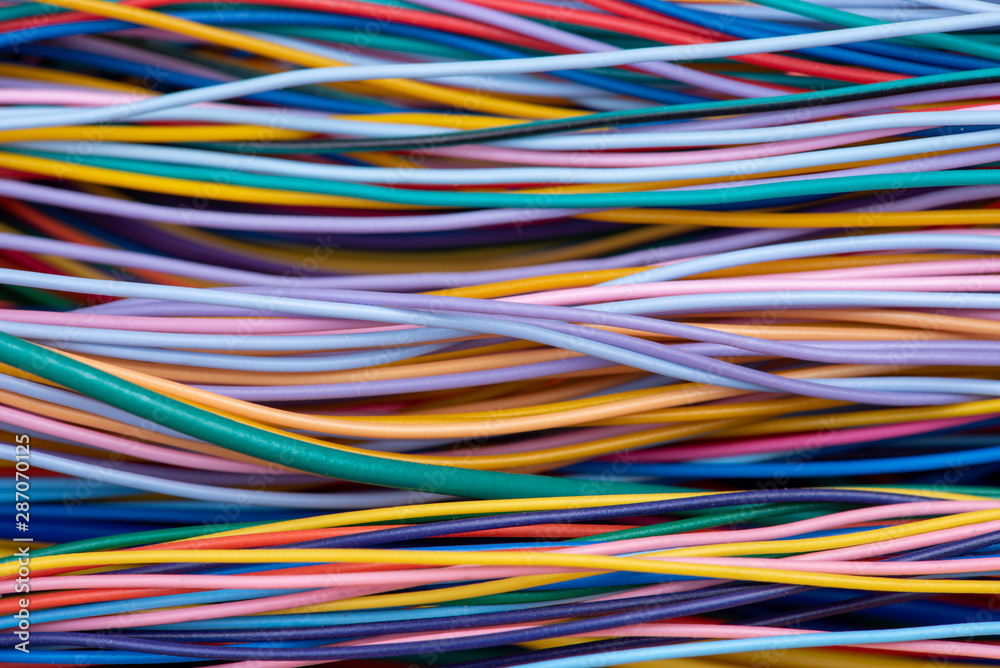 Colored electrical cable, abstract background