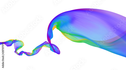 Abstract flowing satin on white background, 3d render