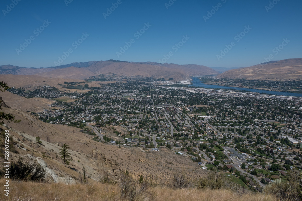Wenatchee and East Wenatchee view from next to Saddle Rock