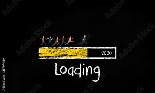 Loading 2020 (Ladebalken 2020) Vector Illustration Concept - Loading Bar 2020. Loading 2020 New Year - New Year Countdown 2020 Vector. New Year 2020 Greetings Loading.