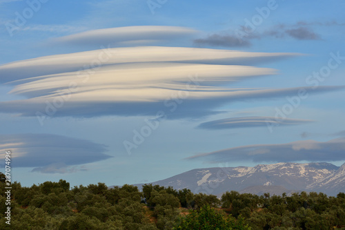 lenticular clouds over Sierra Nevada