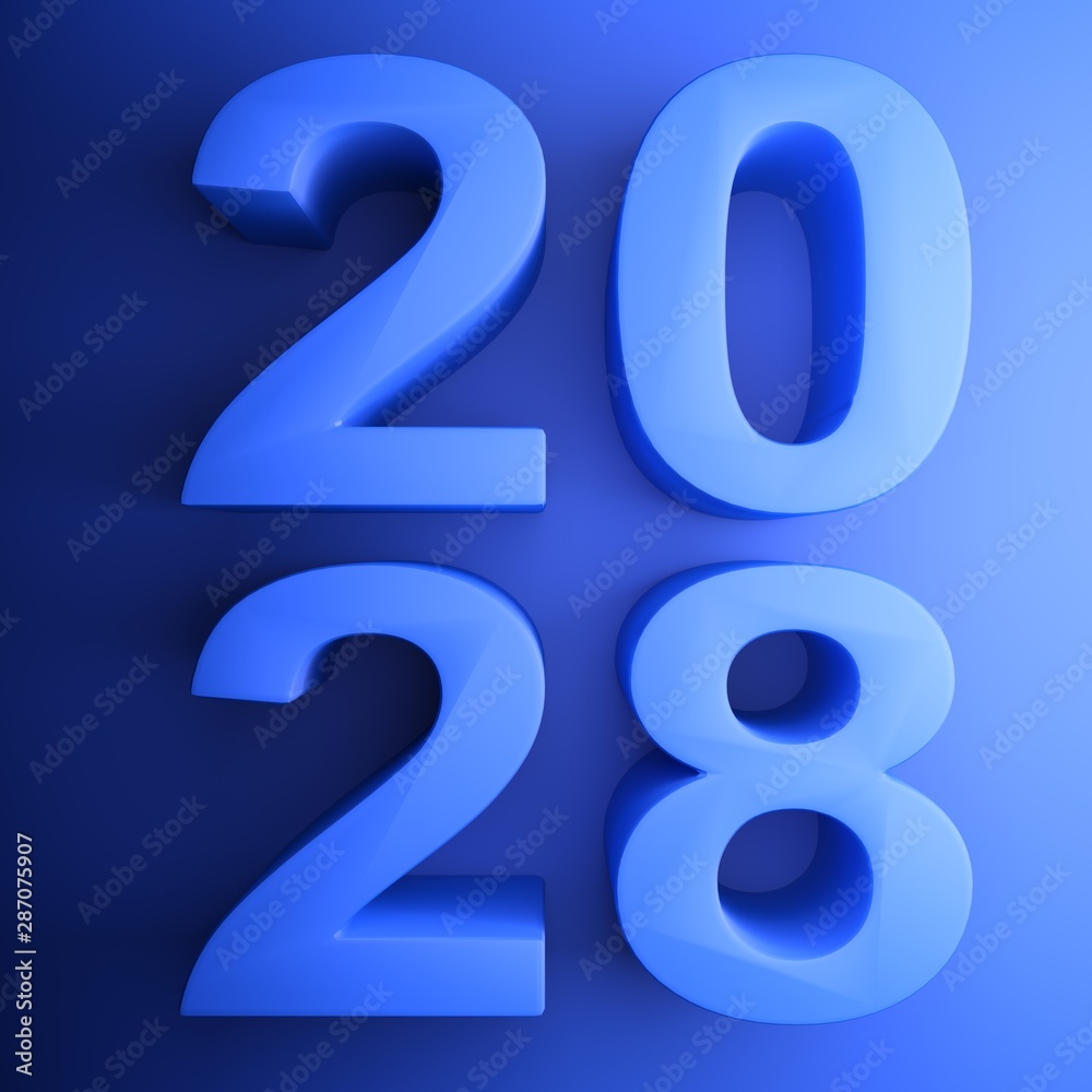 2028 blue square icon - 3D rendering illustration 2028 blue square icon - 3D rendering illustration