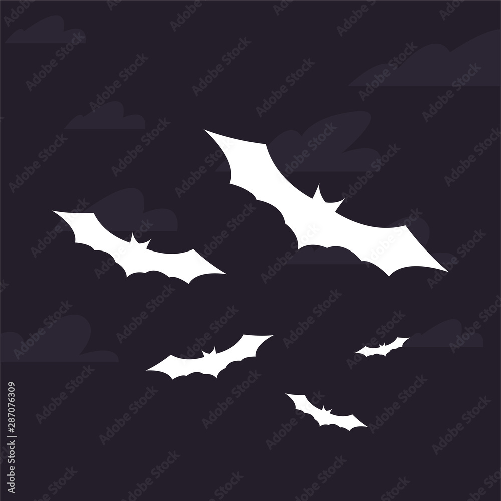 bats happy halloween celebration design