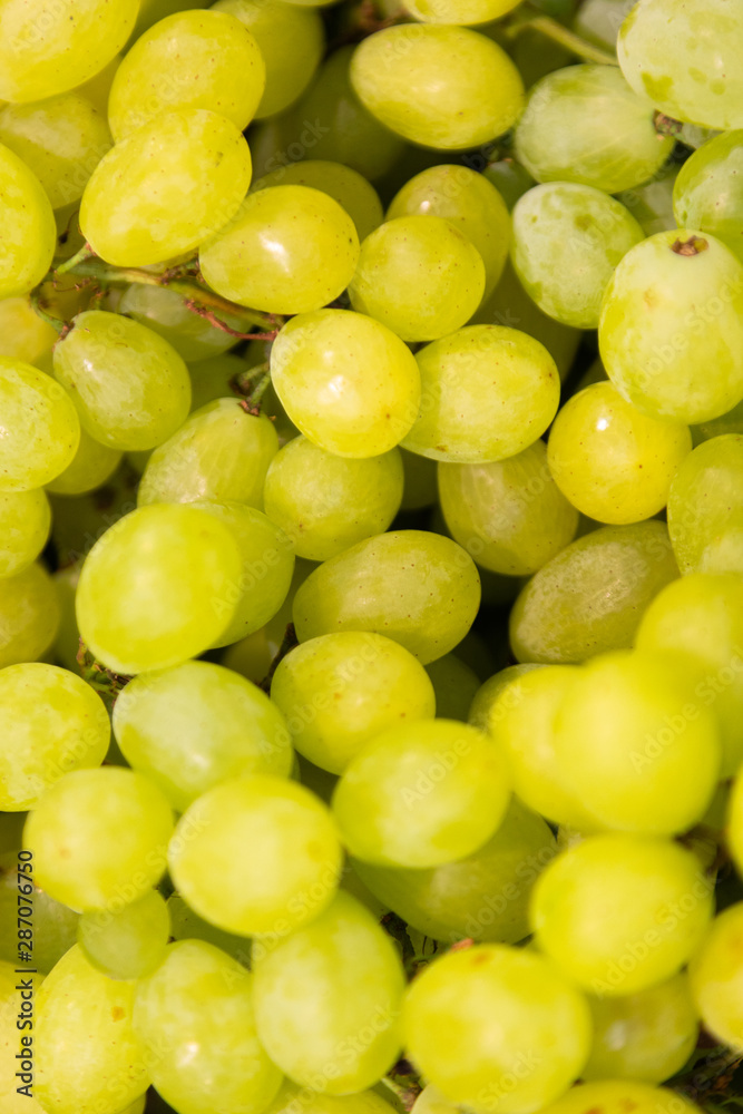 Close-up of bright green grape bunch, exitic fruit, berry background. Close-up of bright green grape bunch, exitic fruit, berry background.