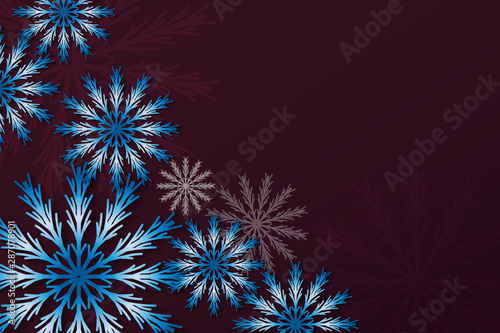 Winter and New Year background with snowflakes.