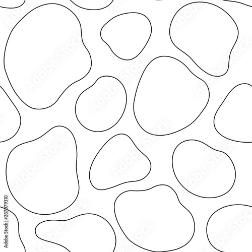 Vector illustration, cow spots seamless pattern. Black outline.