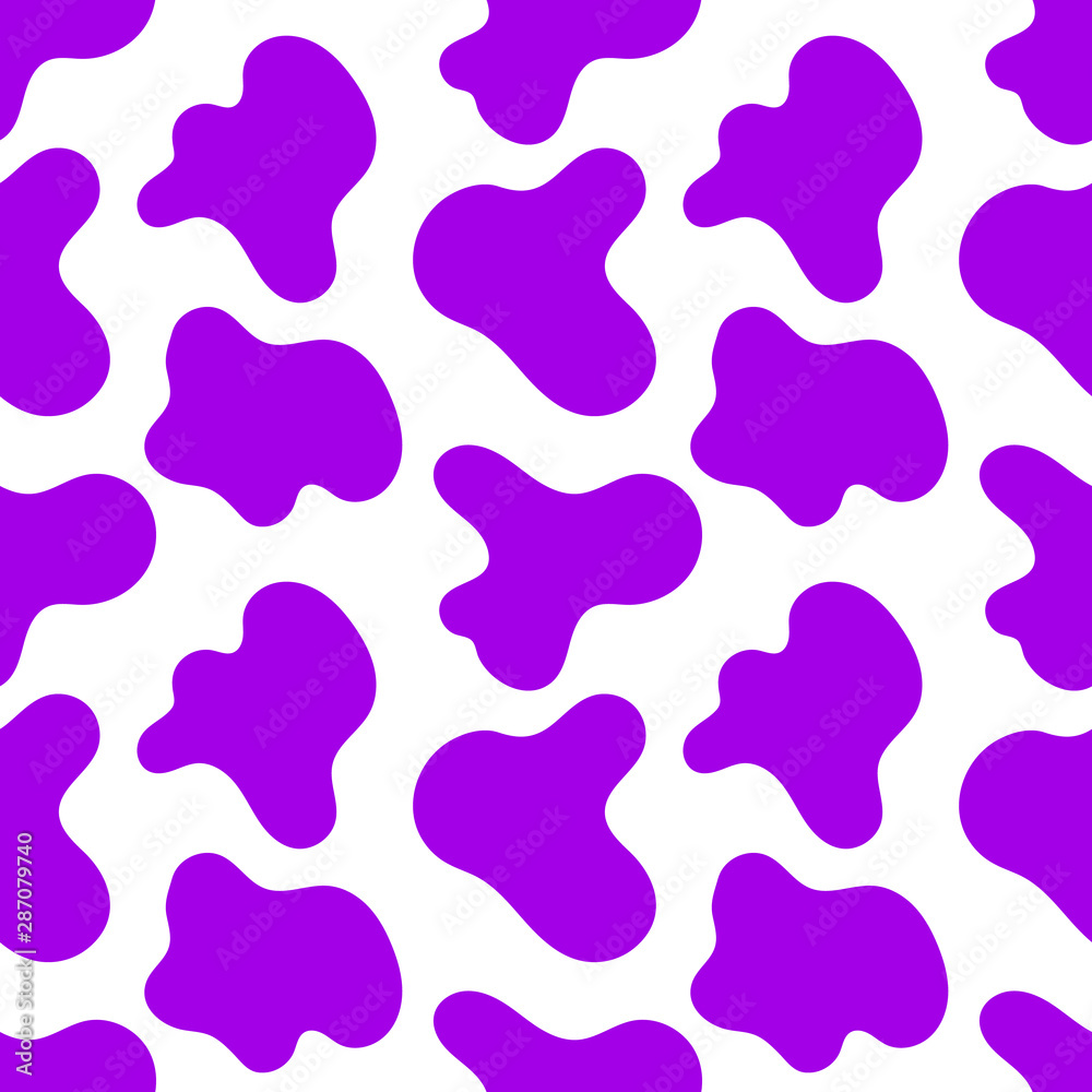 Cow spots seamless violet pattern or animal print or dalmatian dog stains. Vector illustration Eps 10 Cow spots seamless violet pattern or animal print or dalmatian dog stains. Vector illustration Eps 10