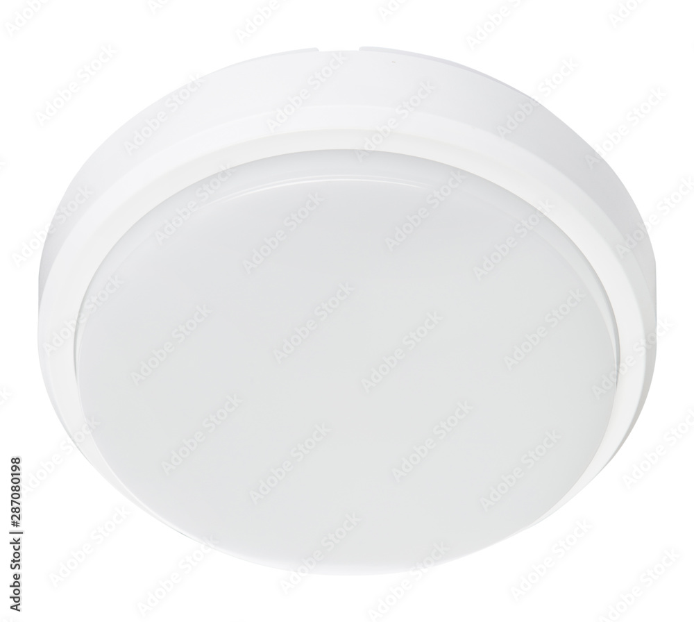 white round ceiling lamp with a frosted lamp, on a white background