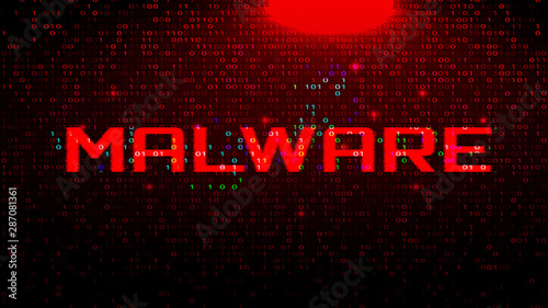 Malware Cyber Security Alert Concept. Dark Red BG