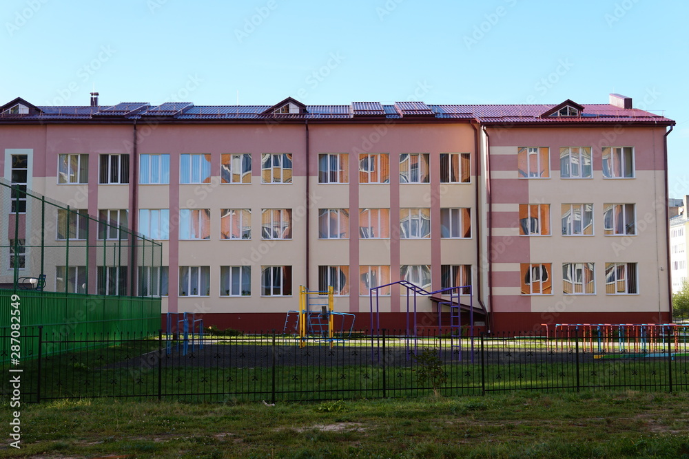 Modern condominium building real etate in city with blue sky