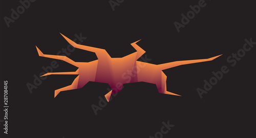 Dark hole in a wall or in the ground, ruined wall