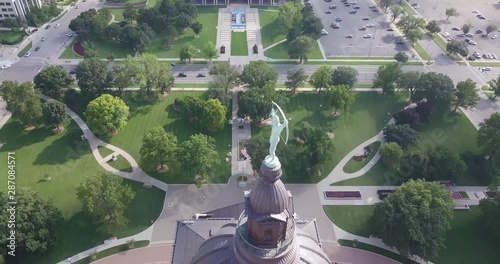 Drone Shot of Ad Astra Statue on Kansas State Capital Building
