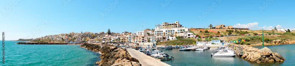 Panoramic view of the small city of Selinunte in Sicily during midday light