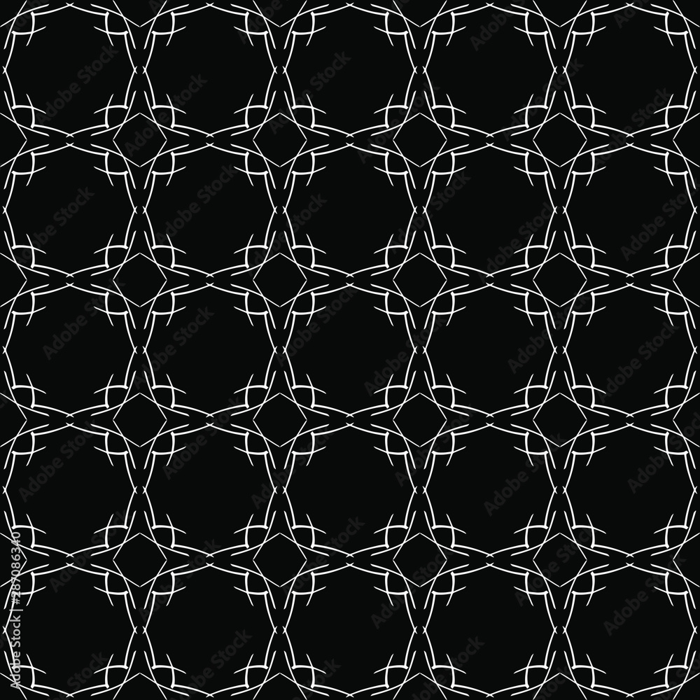 Fototapeta premium Seamless oriental pattern with Arabic ornaments. White lines on a black background.