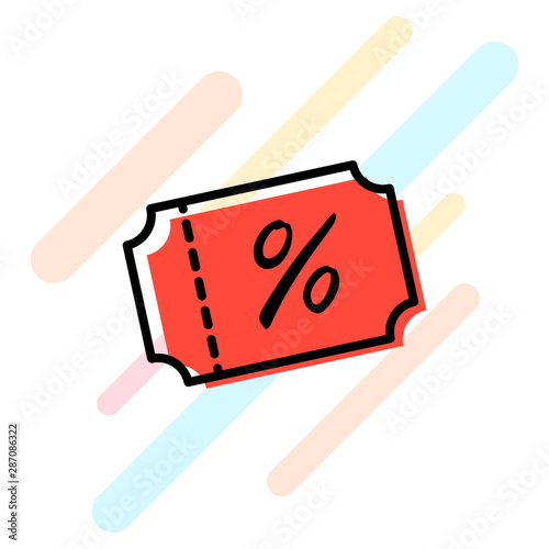 Discount coupon icon vector. Sale ticket label sign.