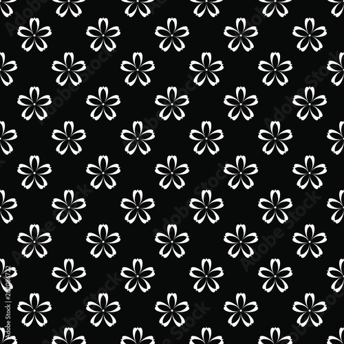 Seamless oriental pattern with Arabic ornaments.  White lines on a black background.