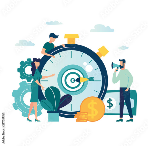 vector illustration finance. graphic elements are a beneficial investment in investing in a successful business in a short period of time. A cohesive team of people working on business