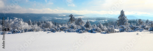 Traumhaftes idyllisches Panorama einer Winterlandschaft im Schwarzwald / Schwarzwaldhochstraße