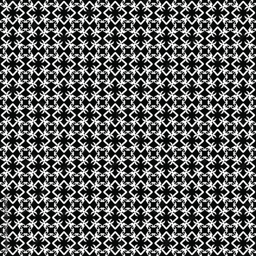 Seamless oriental pattern with Arabic ornaments.  White lines on a black background.