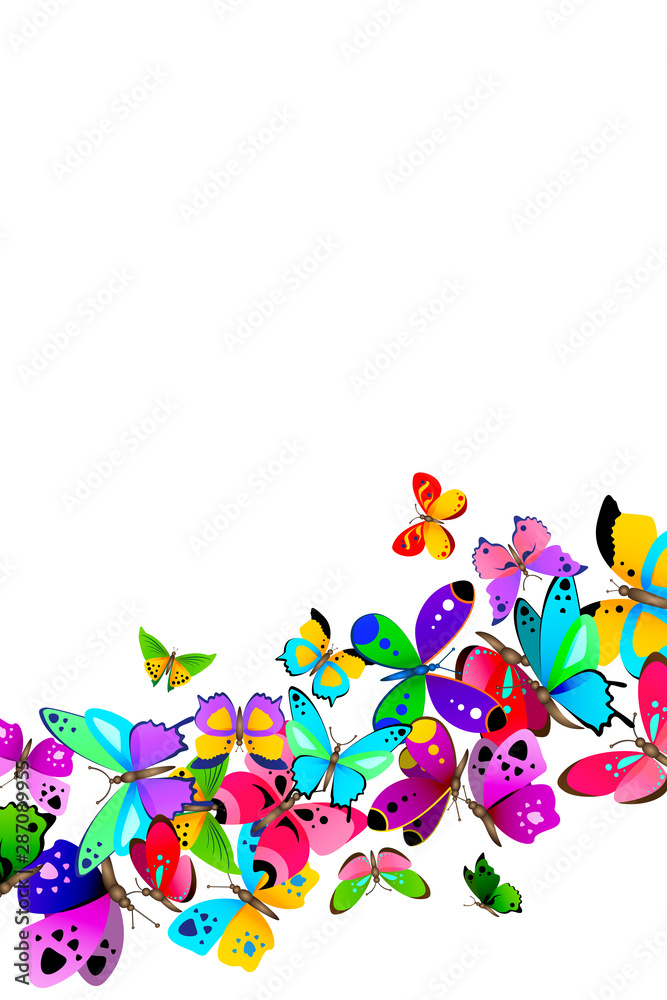 Border with colorful butterflies