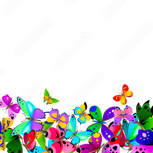 Border with colorful butterflies