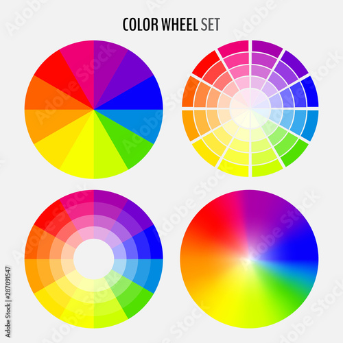 Set of various color wheels