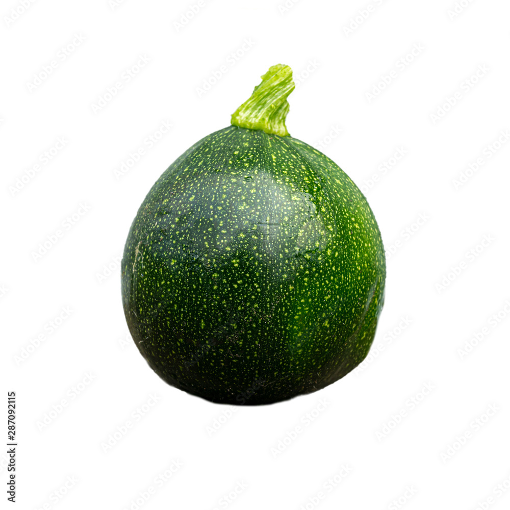 early ripe round zucchini isolated on a white background original round fruit - zucchini