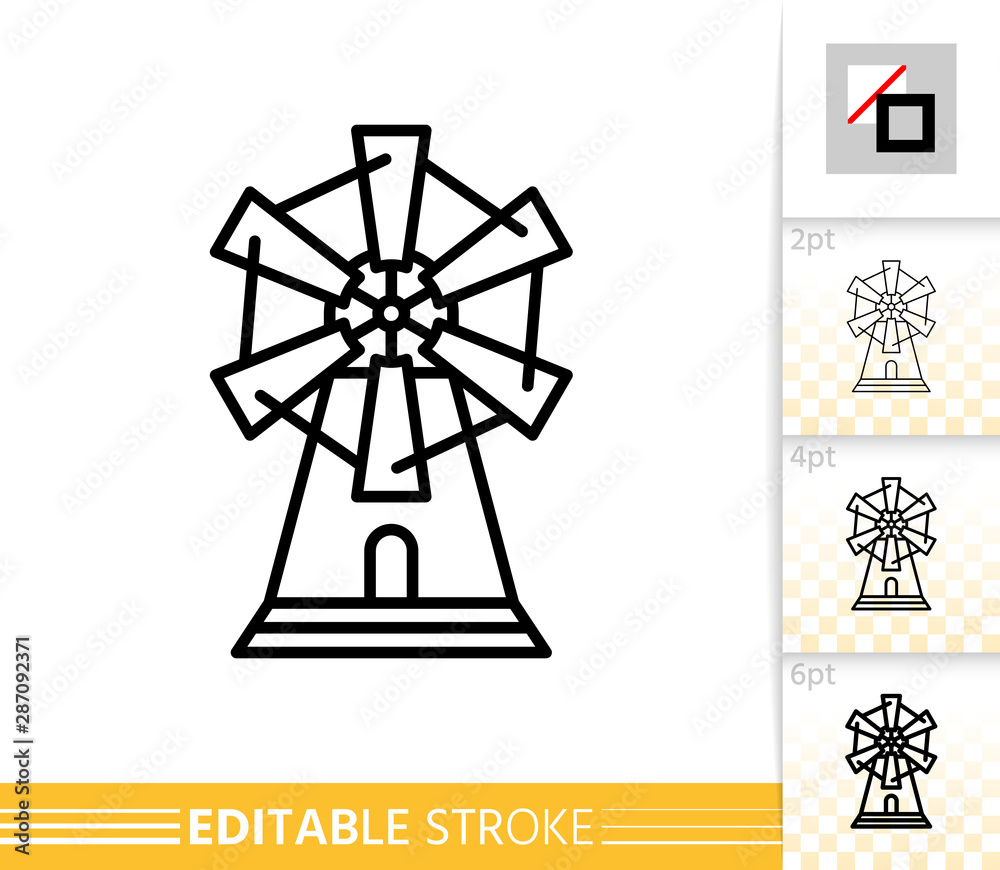 Windmill mill farm simple thin line vector icon Windmill mill farm simple thin line vector icon