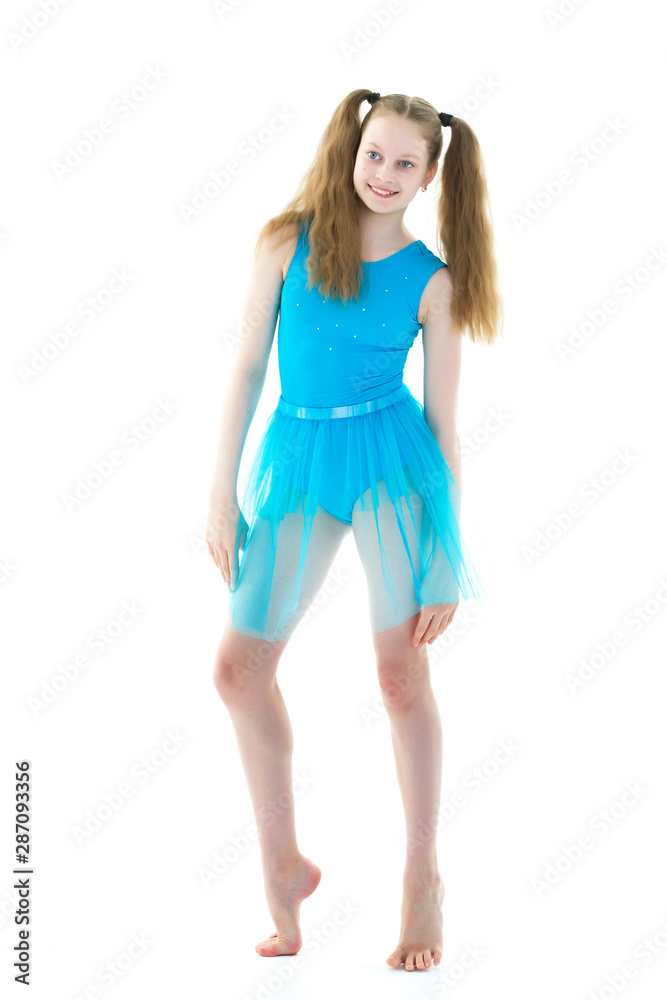 The gymnast prepares to perform the exercise. The gymnast prepares to perform the exercise.