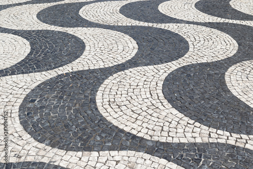 Surface of traditional cobble stone pavement