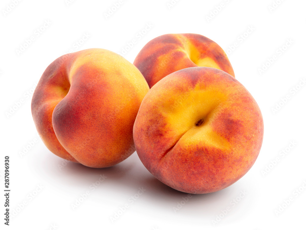 Three ripe peach isolated on white background Three ripe peach isolated on white background
