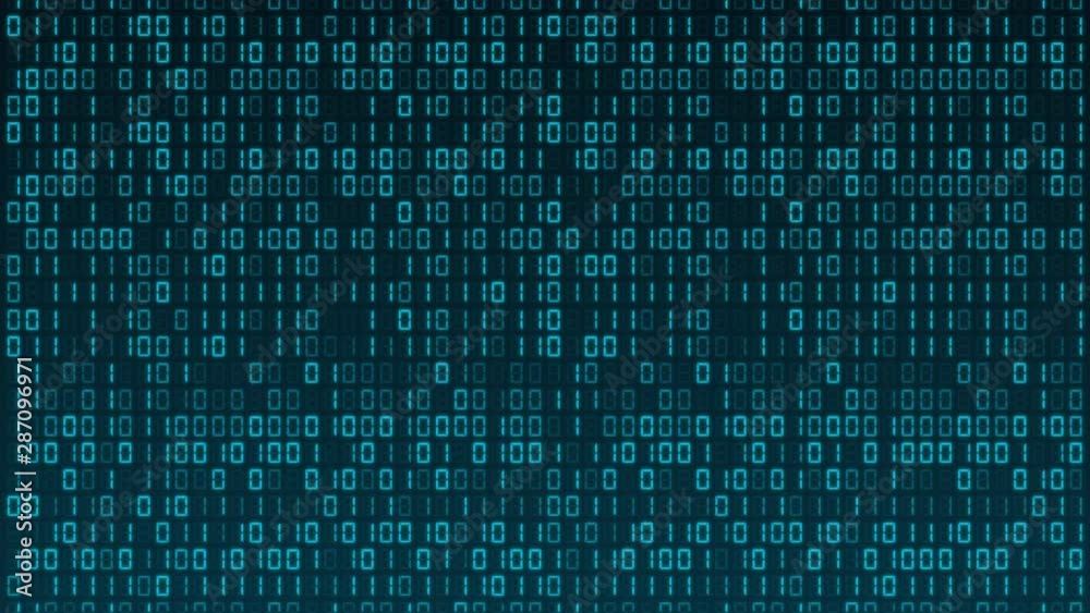 Bluebinary code scrolling vertically. Seamlessly loopable background animation.