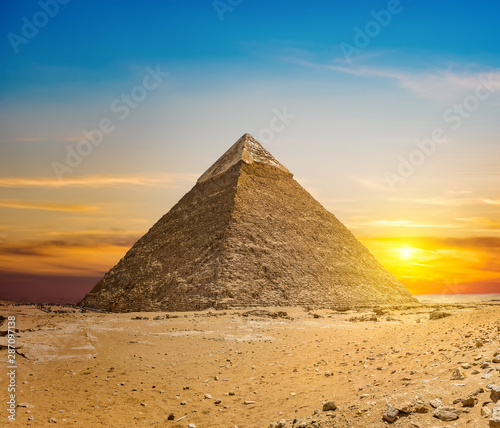Chefren pyramid at sunset photo
