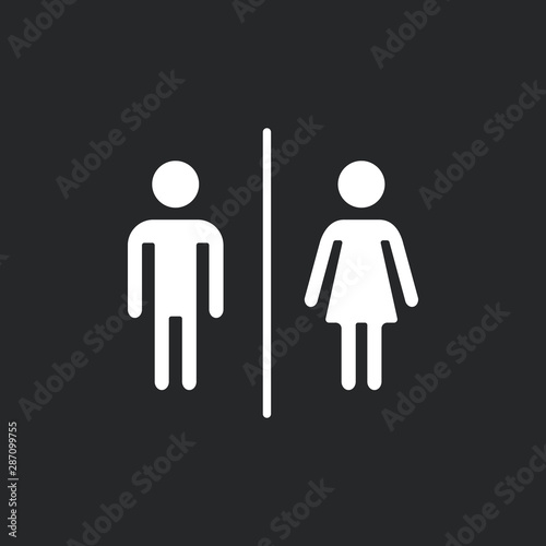 Restroom sign  toilet signage. Man and woman silhouettes. Water closet  WC pictogram  bathroom concept. Vector icon