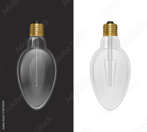 Realistic bulb in retro style, lamp looks good on dark or light substrate, Vector EPS 10 format